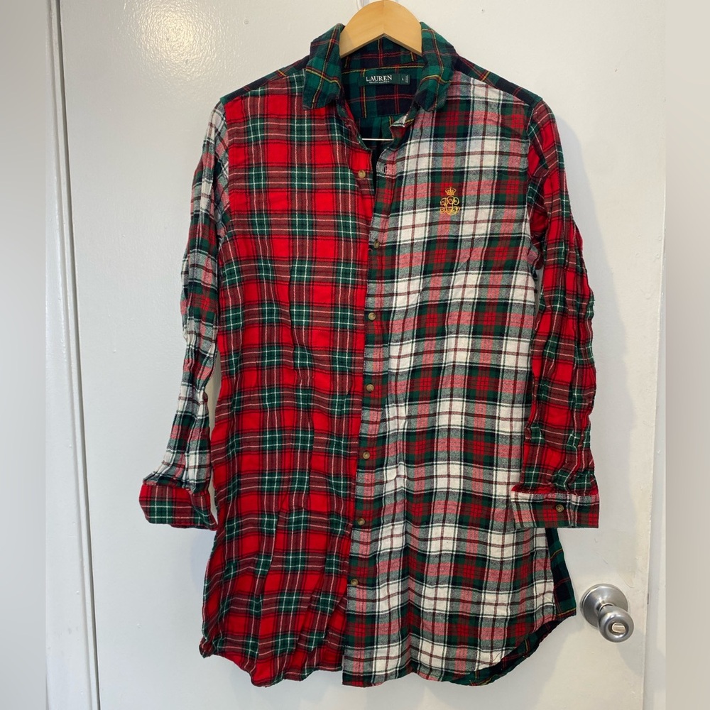 Lauren Ralph Lauren Signature Colorblock Plaid Sleepshirt Nightgown